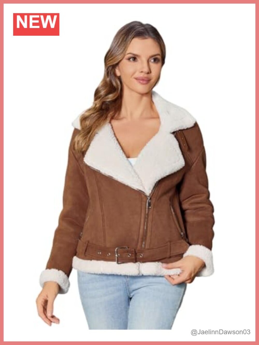 Faux Fur Suede Leather Jacket Sherpa Lined Coat Women Moto Biker Winter Warm